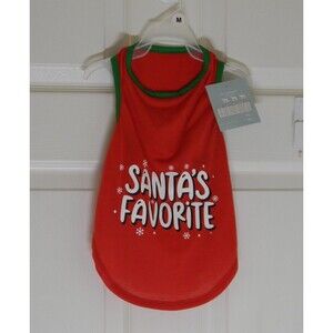 Urban Essentials Pets Christmas Dog Tee "Santa's Favorite" Red Green NWT